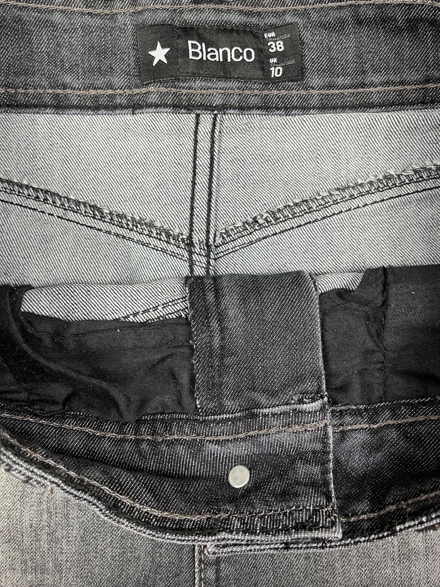 Y2k Blanco Mini High Waist Denim Skirt Gray - M