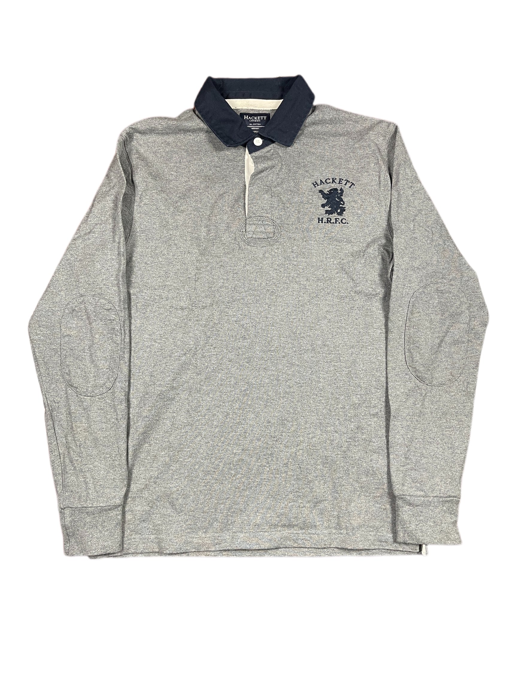Y2k Hackett Rugby Long Sleeve Polo Shirt Gray - M