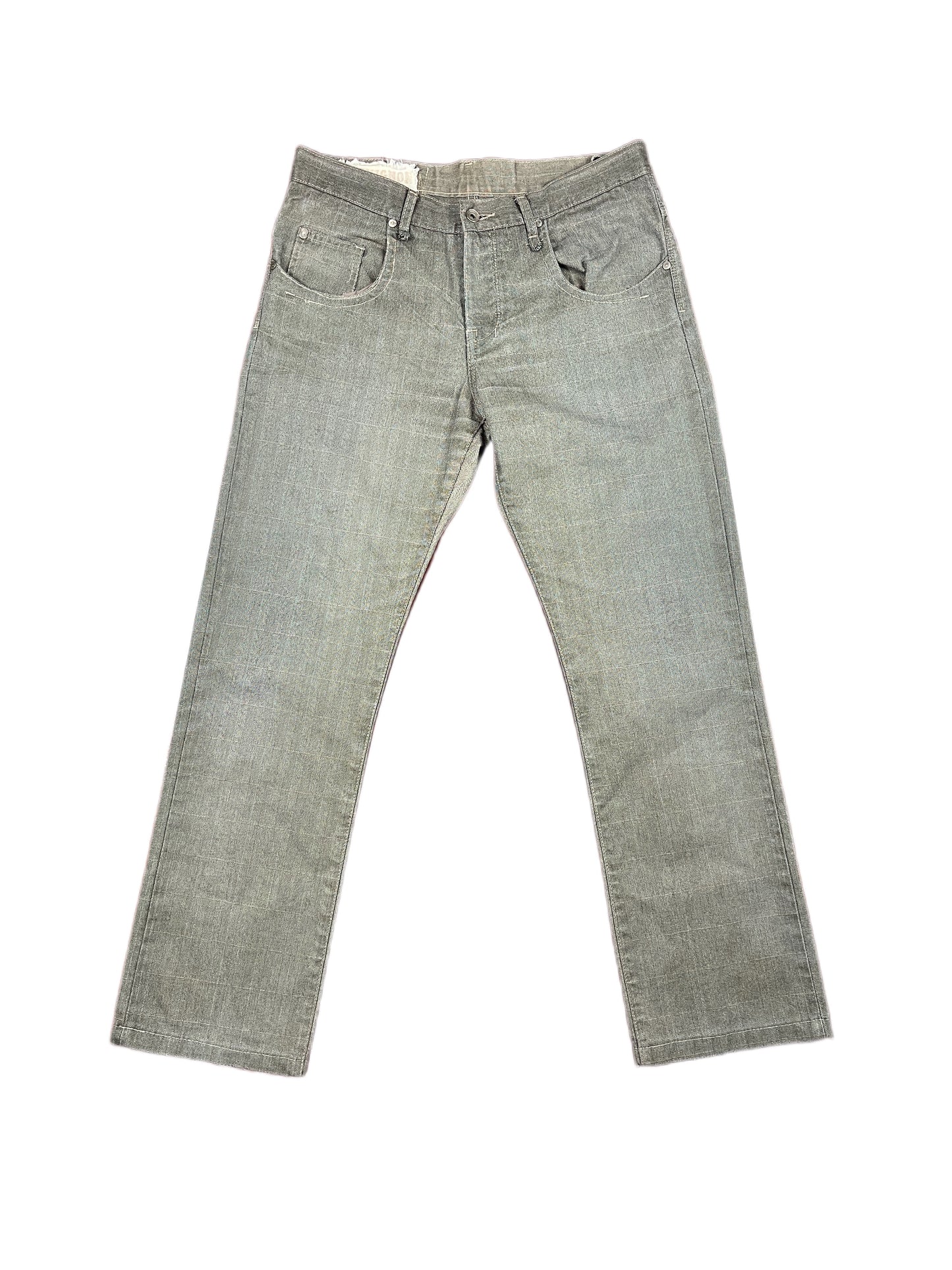Vintage Chevignon Waxed Denim Bootcut Pants Gray - L