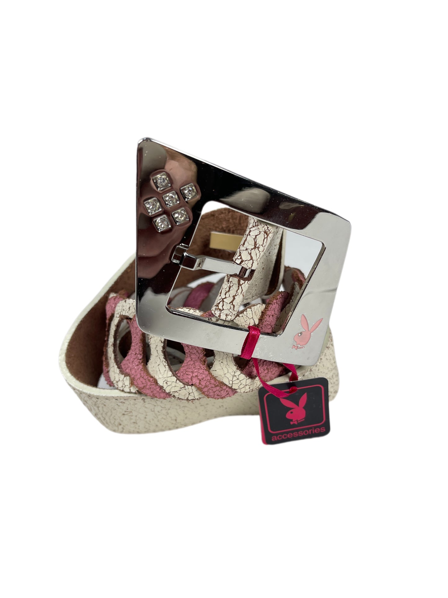 Y2k Playboy Leather Belt Beige Pink 2004