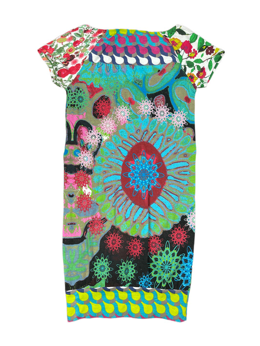 Y2k Desigual Short Sleeve Dress Green Multicolor - S