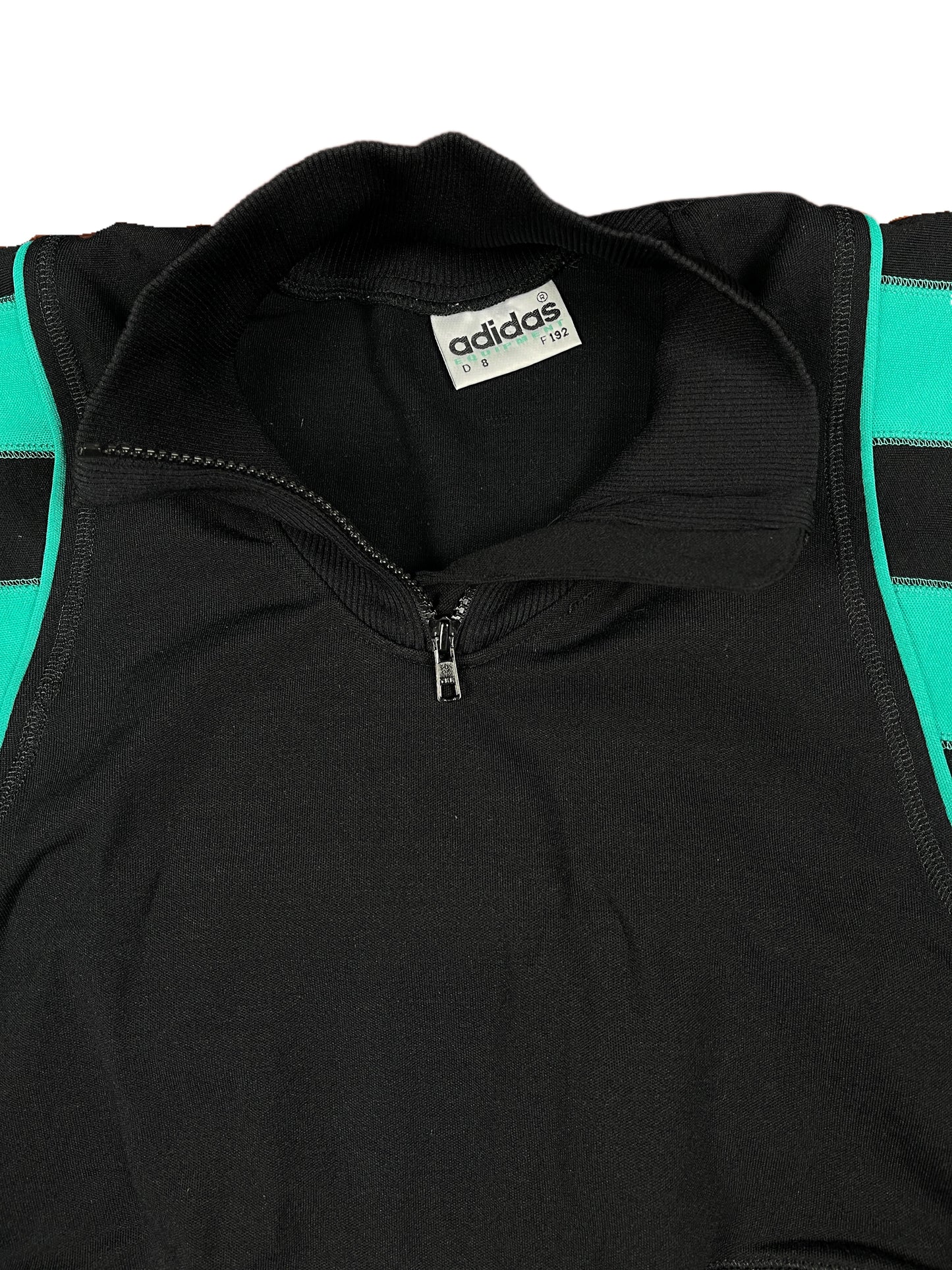 Vintage 90s Adidas Equipment Zip Sweatshirt Black Turquoise - XL