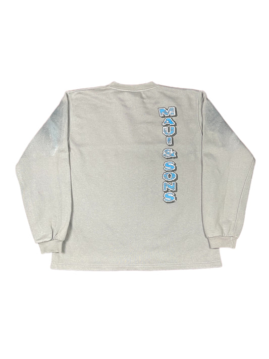 Y2k Maui and Sons Surf Shark Sweatshirt Gray - S/M