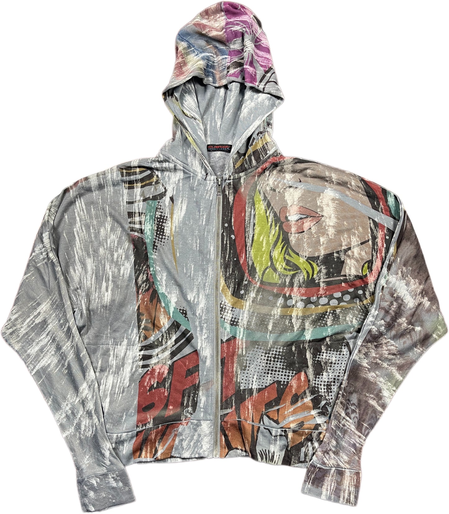 Y2K Custo Zip Sweatshirt Multicolor Synthetic S