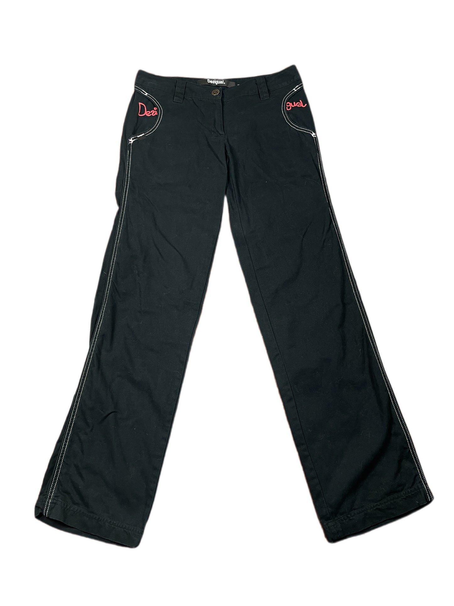 Desigual Low Waist Bootcut Cloth Pants Black - S