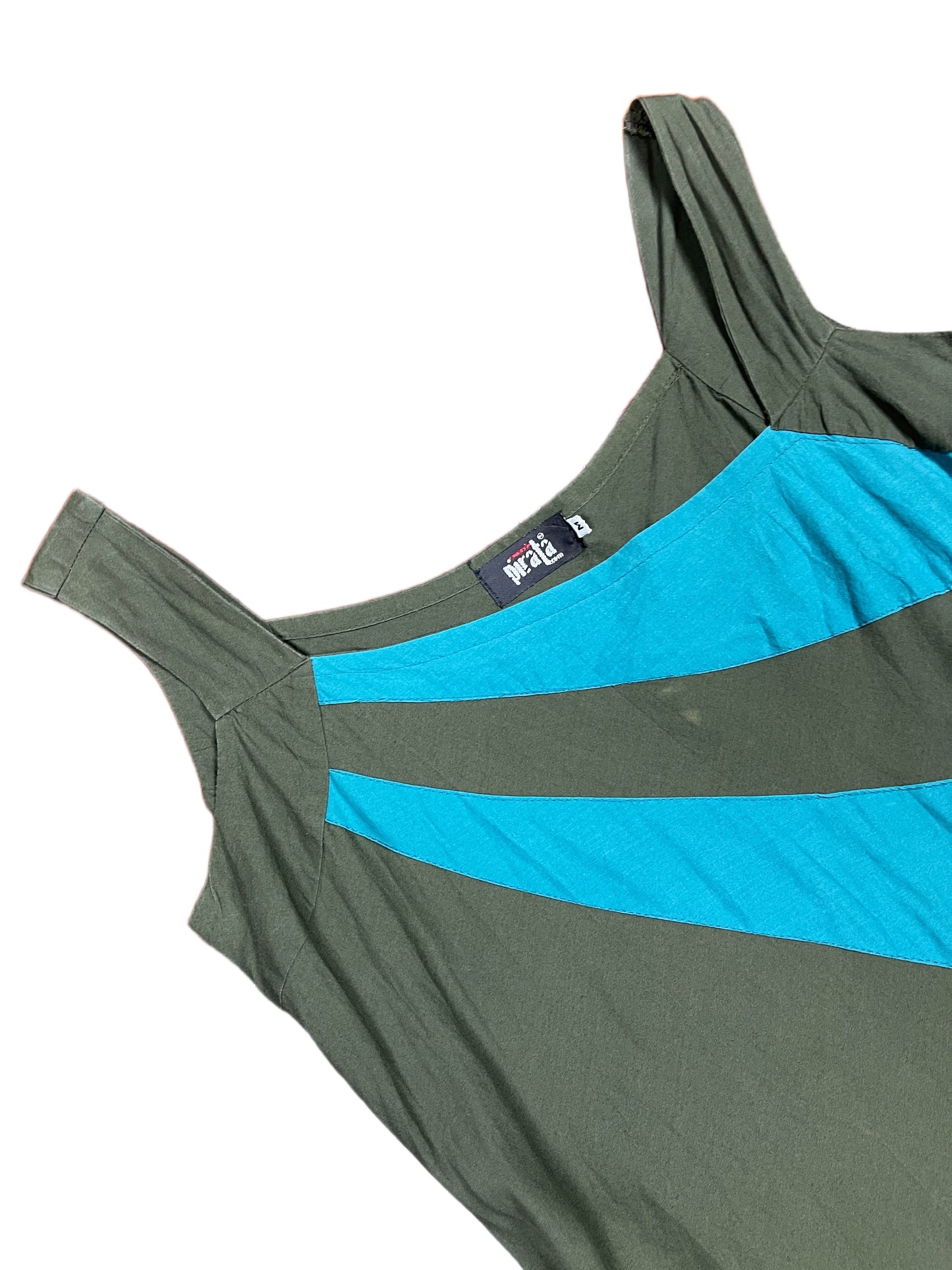 Y2k Pirata Sleeveless Dress Khaki Blue - M