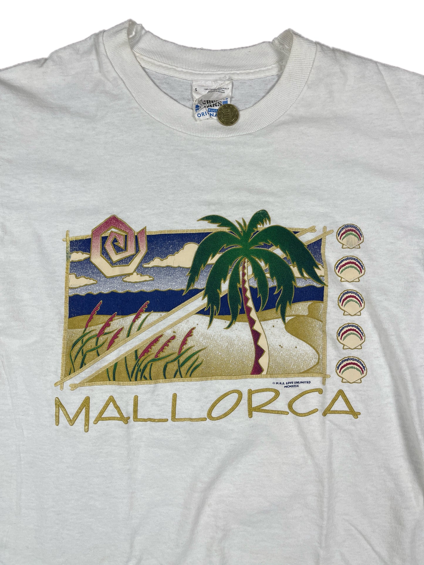 Vintage Screen Stars Mallorca T-Shirt White 90s - S