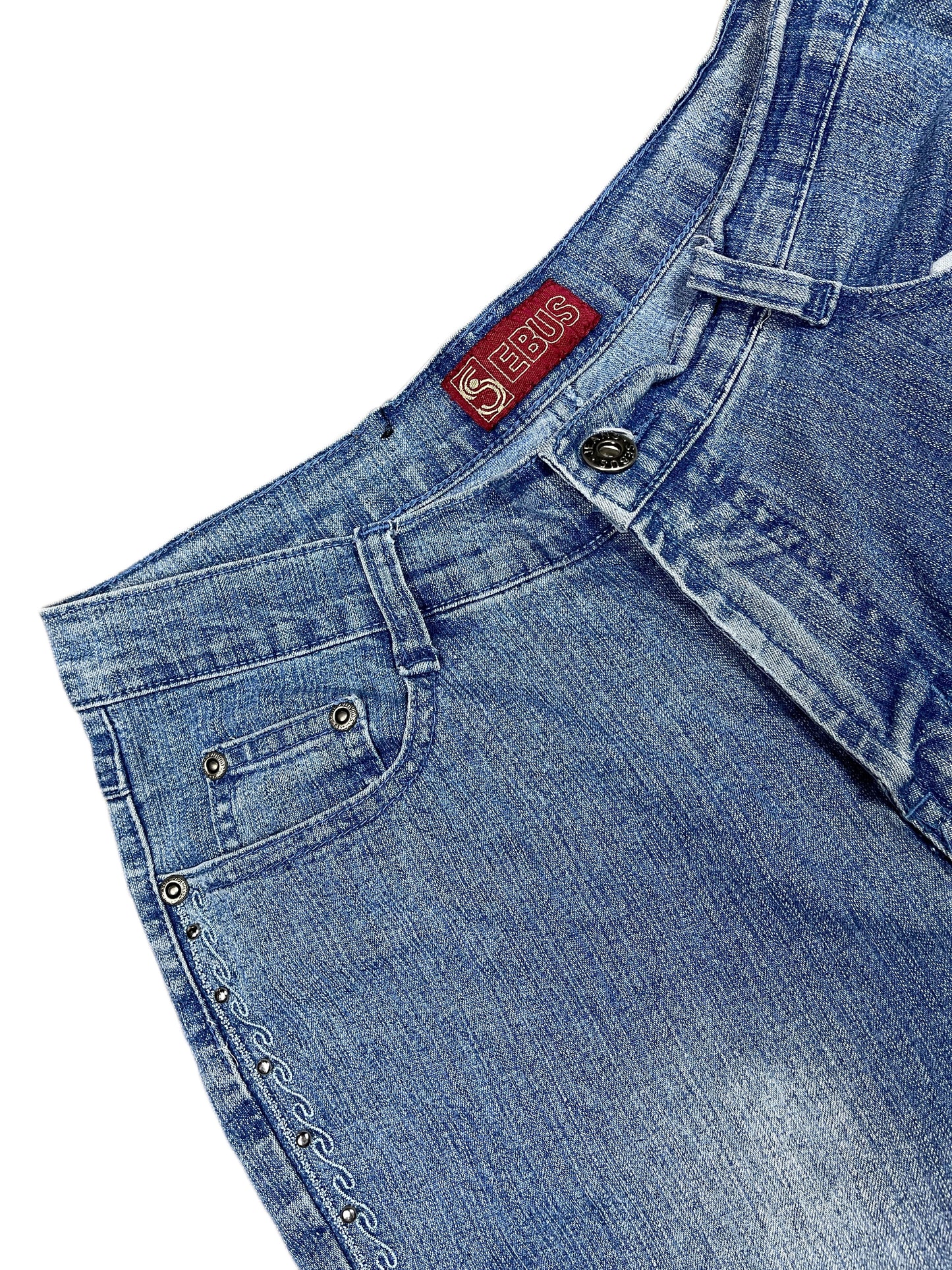 Y2k Ebus Flared Denim Pants Blue - M