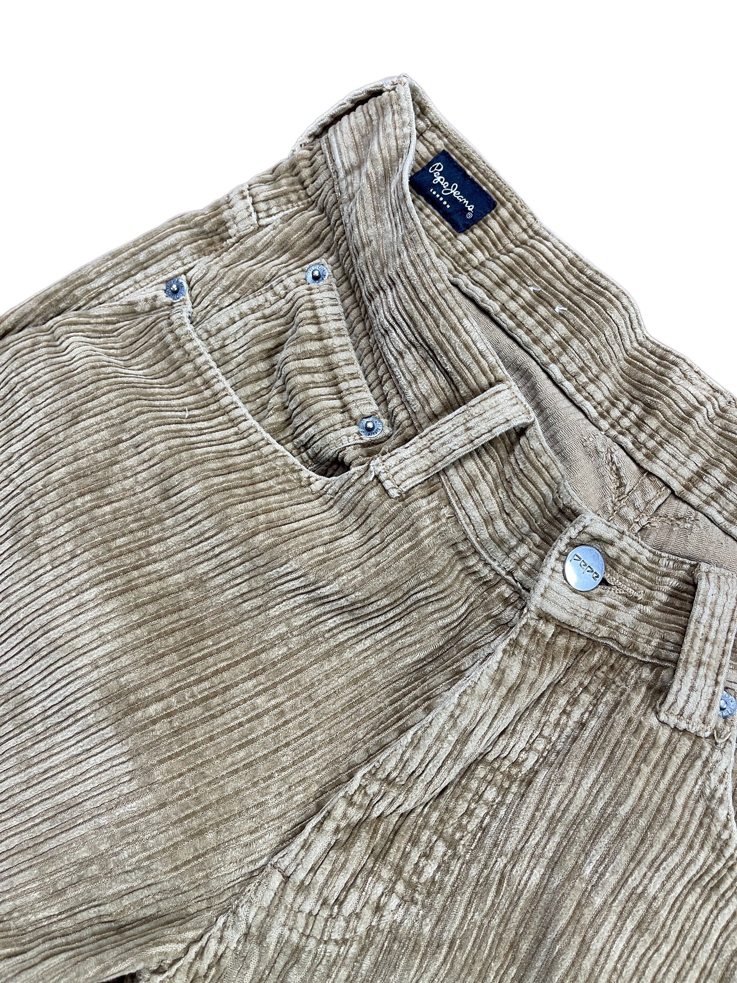 Y2k Pepe Jeans Corduroy Bootcut Pants Beige - M
