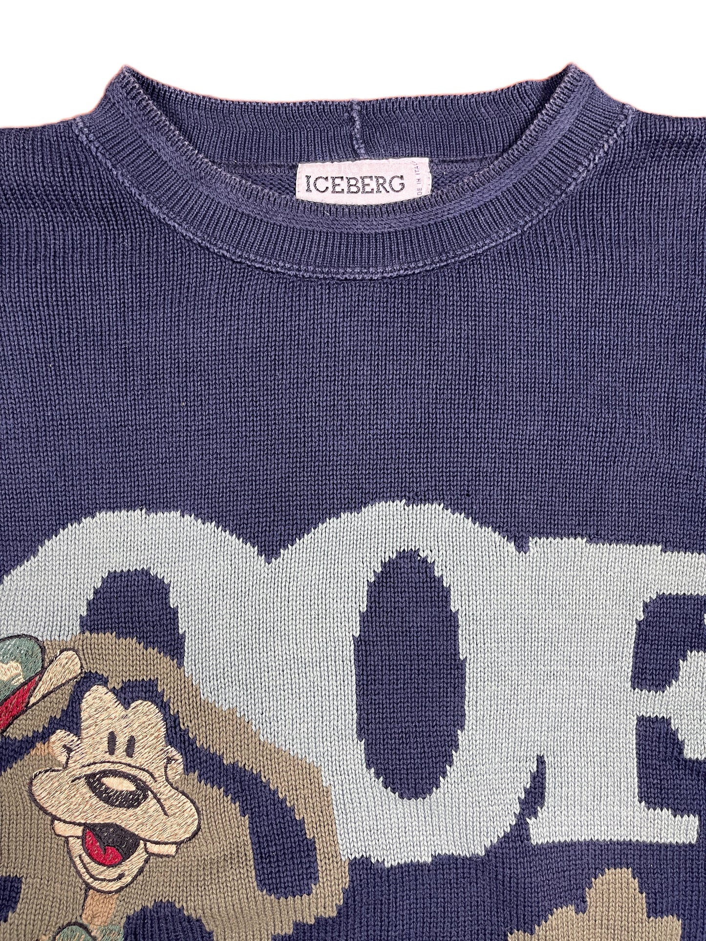 Vintage Iceberg Goofy 1990s Knitted Sweatshirt Navy - XXL