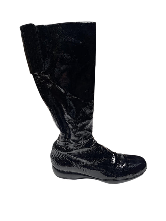 Y2k Prada Sport Knee High Patent Leather Black Boots - 39