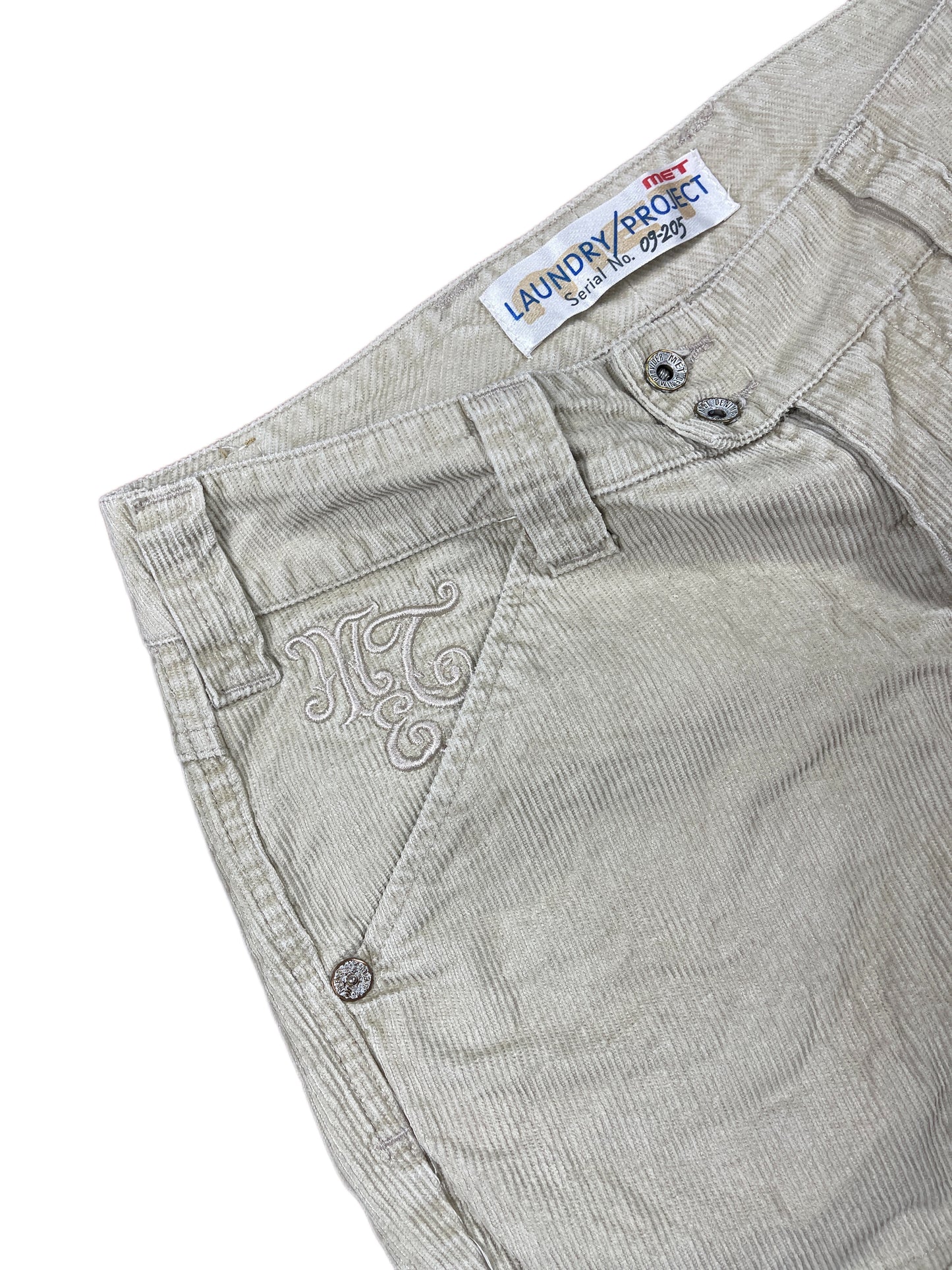 Y2k Met Laundry Project Low Waist Corduroy Shorts Cream - S/M