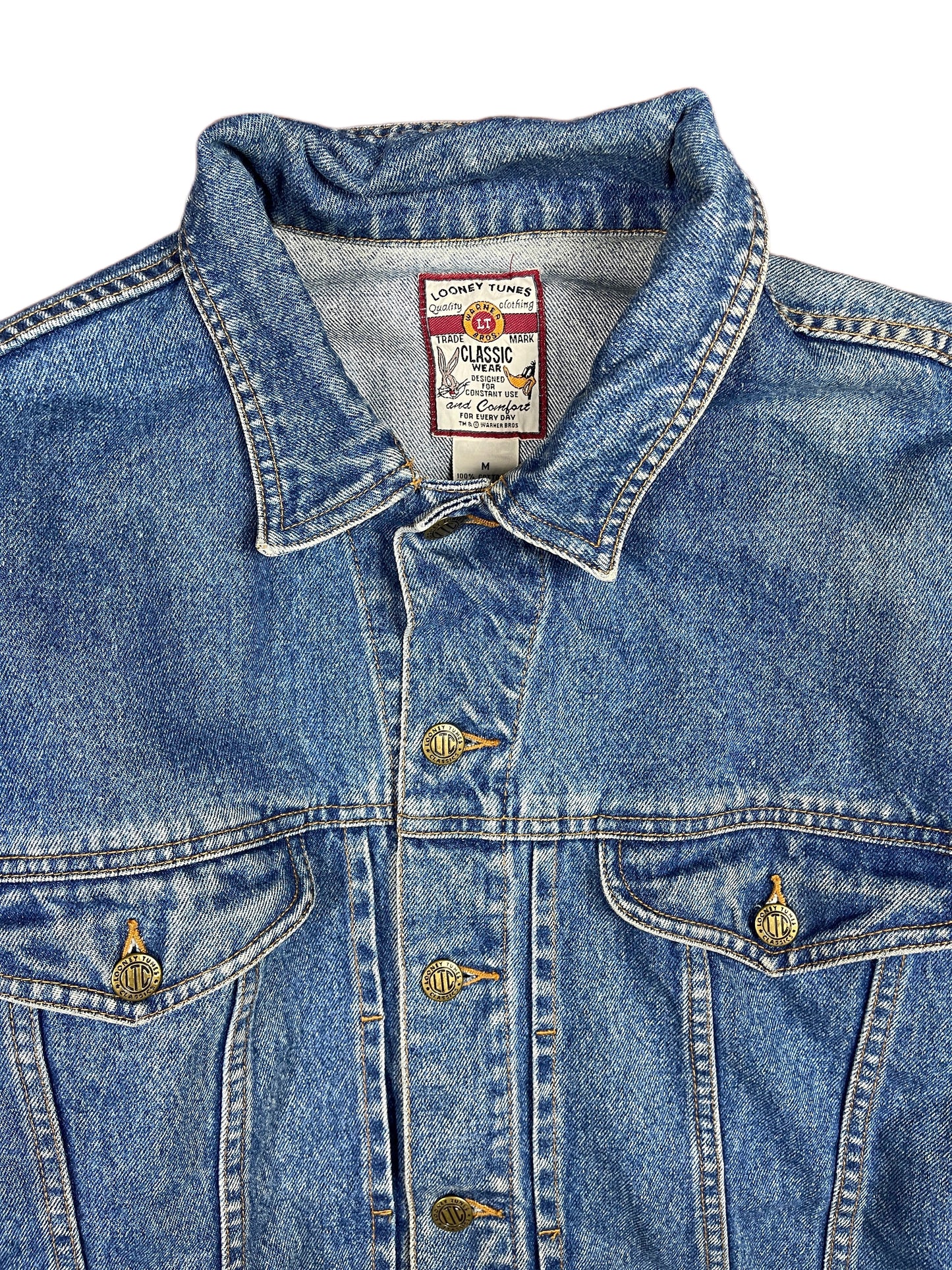 Vintage Looney Tunes 1990s Denim Jacket Blue - M/L