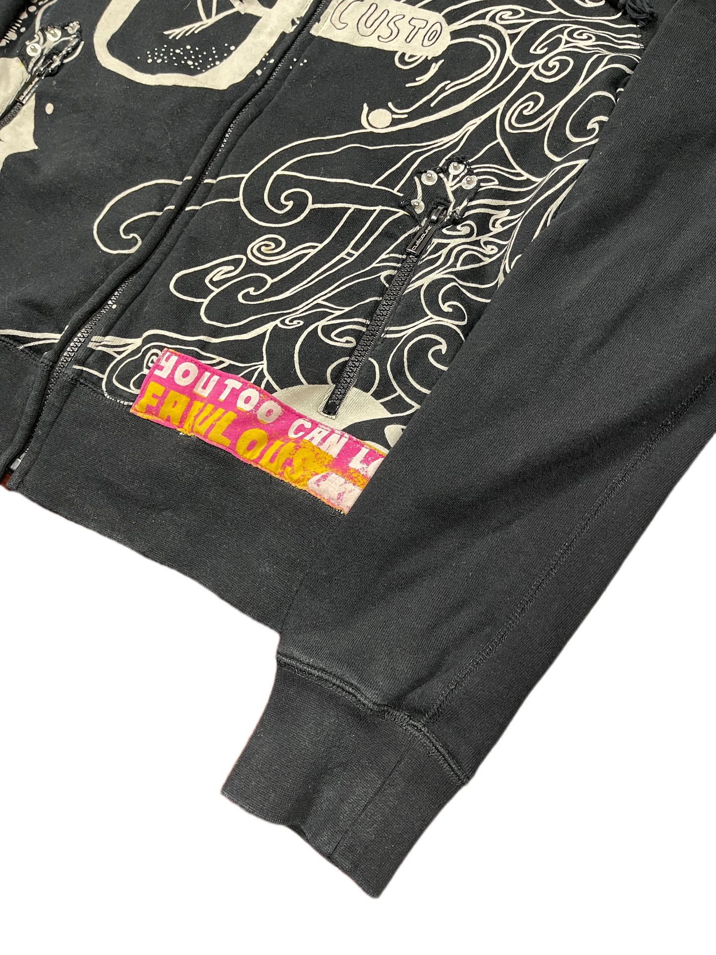 Y2k Custo Barcelona Zip Sweatshirt Black - M