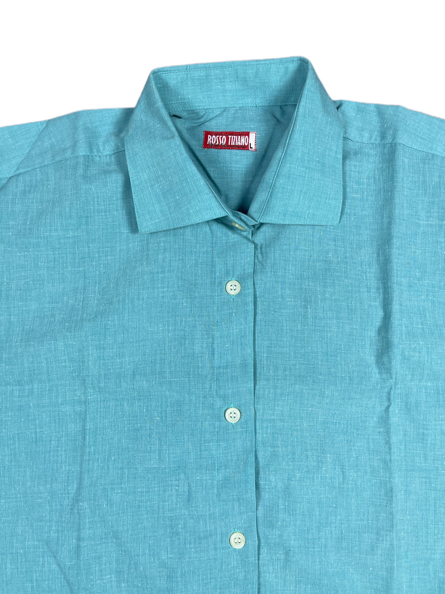 Vintage Rosso Tiziano Long Sleeve Shirt Turquoise - L