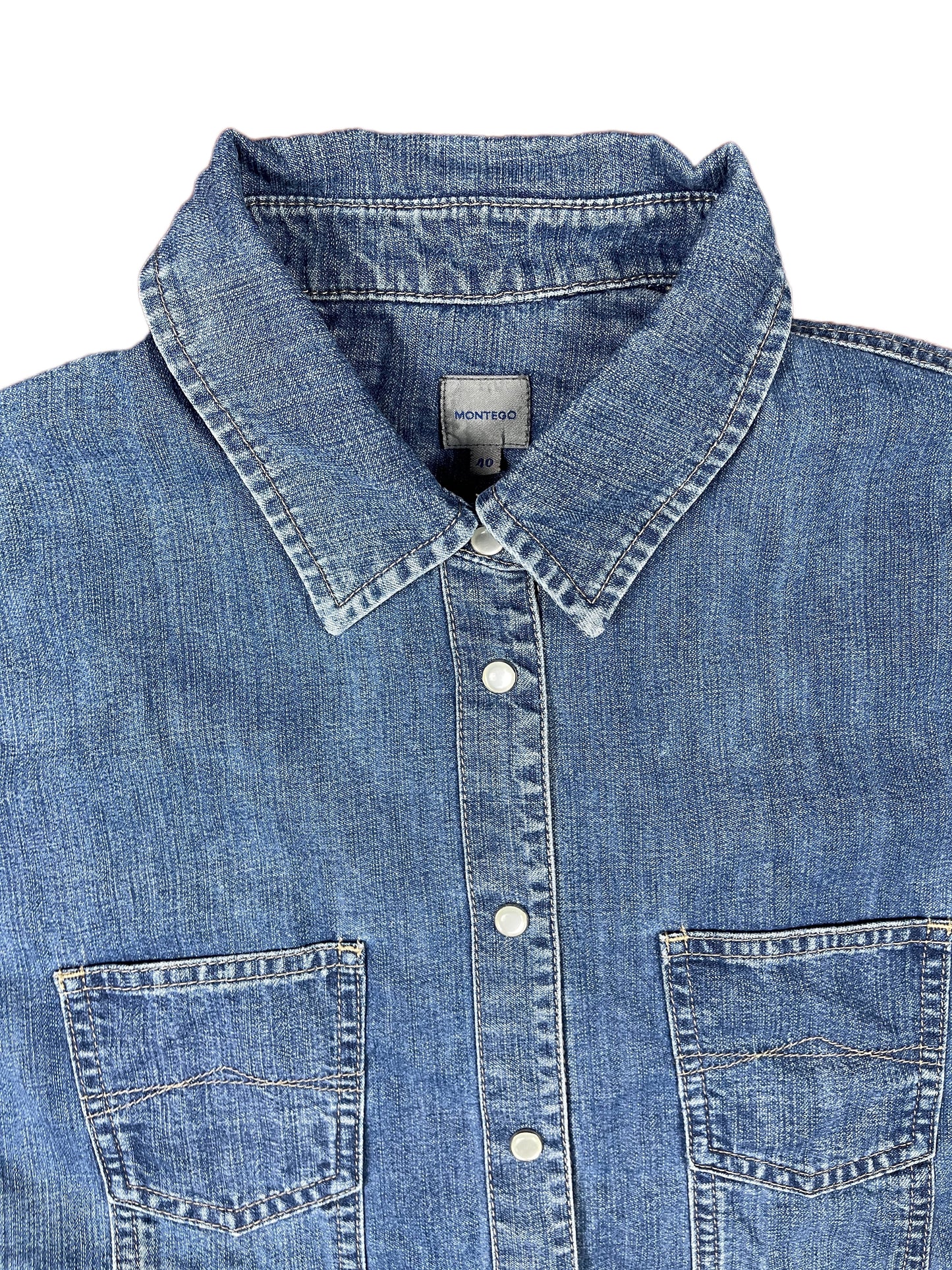 Montego Denim Short Sleeve Shirt Blue - L