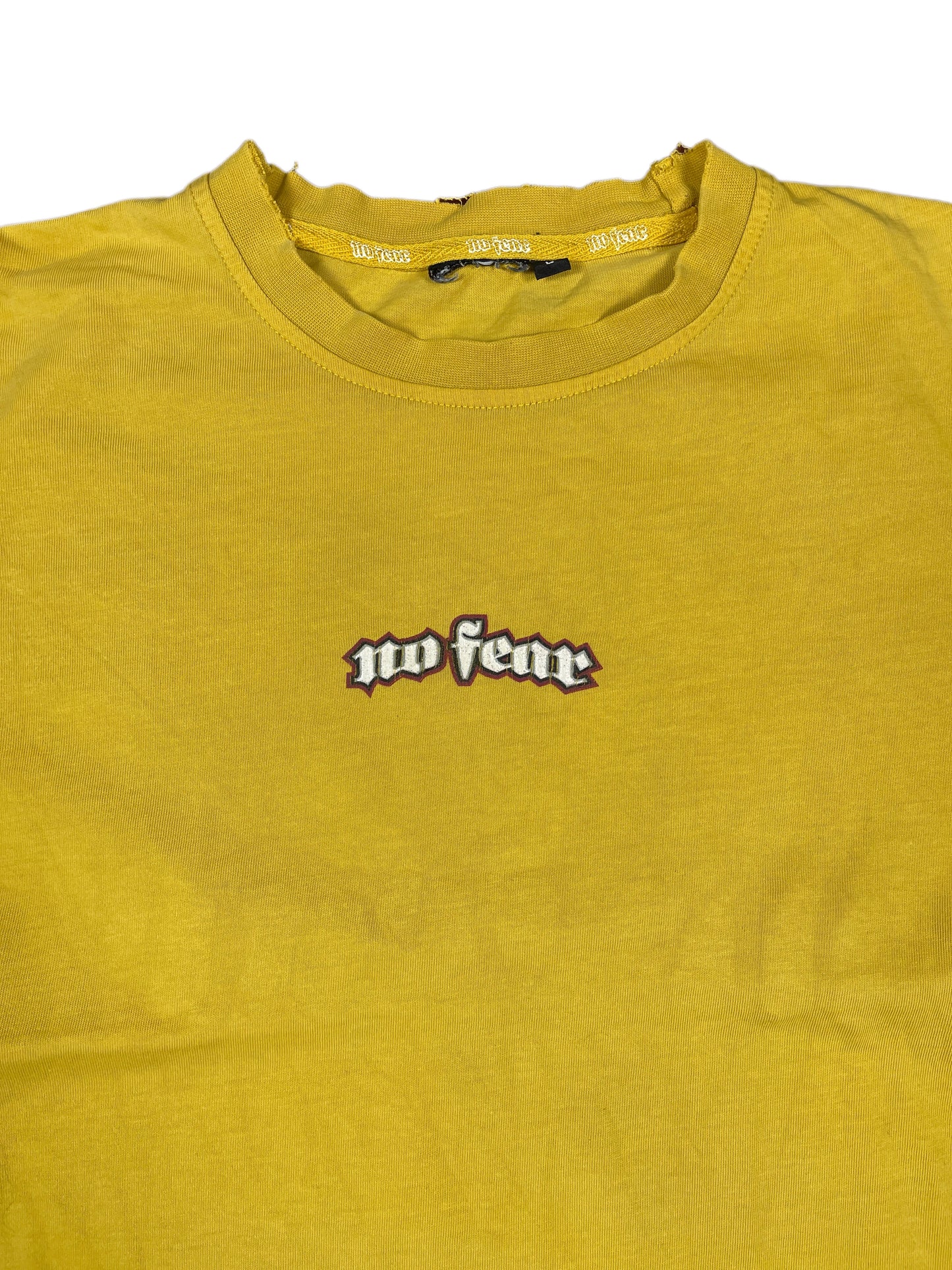 Y2k No Fear Angel and Devil T-Shirt Yellow - L