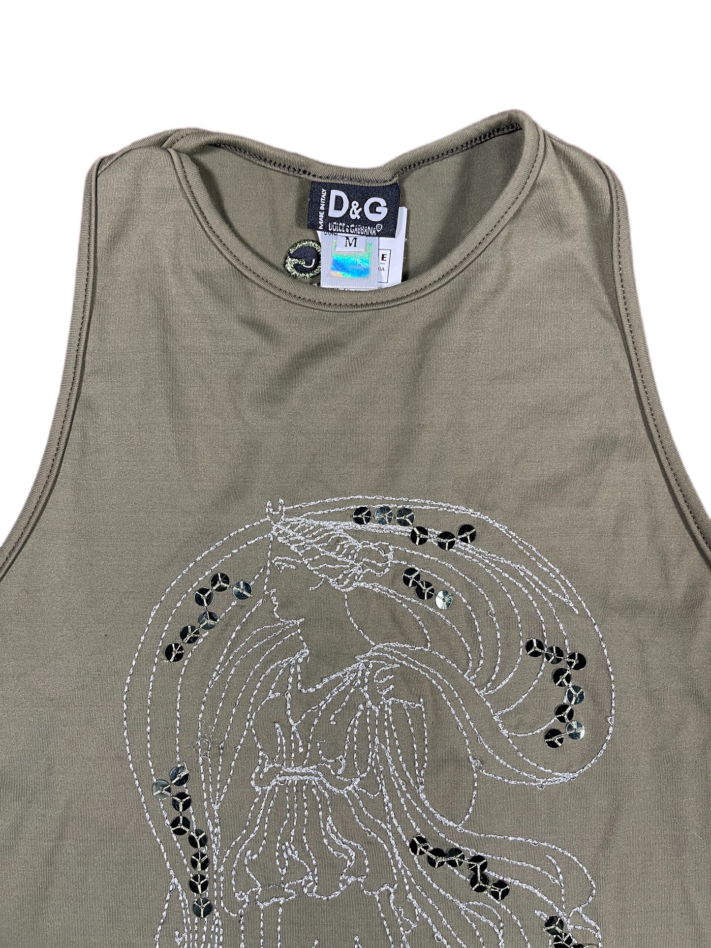 Y2k Dolce & Gabbana Sleeveless Top Khaki - M