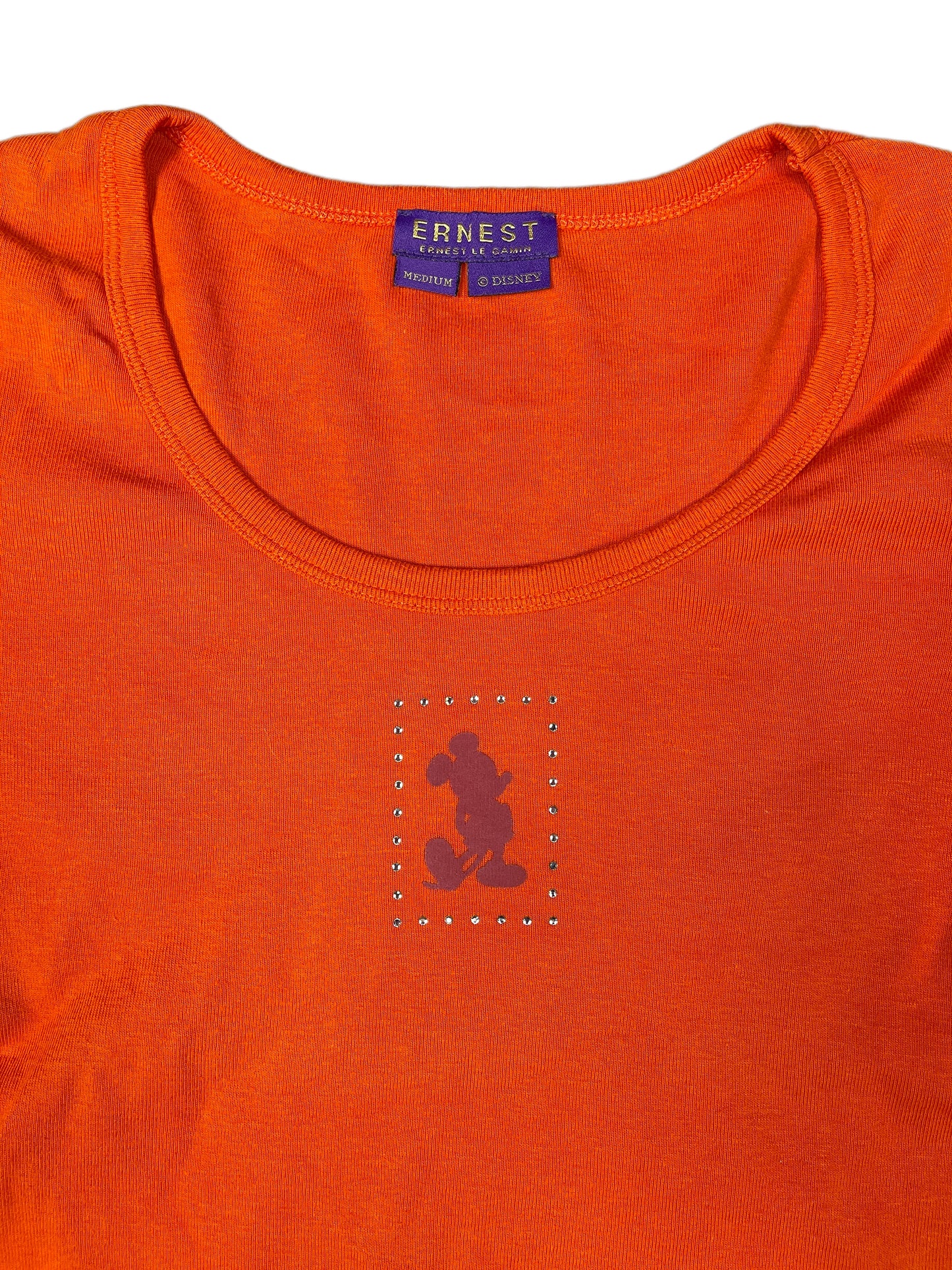 Y2k Ernest Le Gamin Mickey Mouse Disney Short Sleeve Top Orange - M