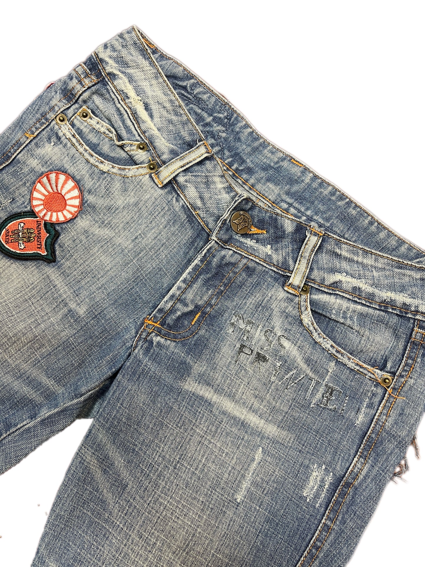 Y2k Blanco Low Waist Denim Capri Pants Blue - S