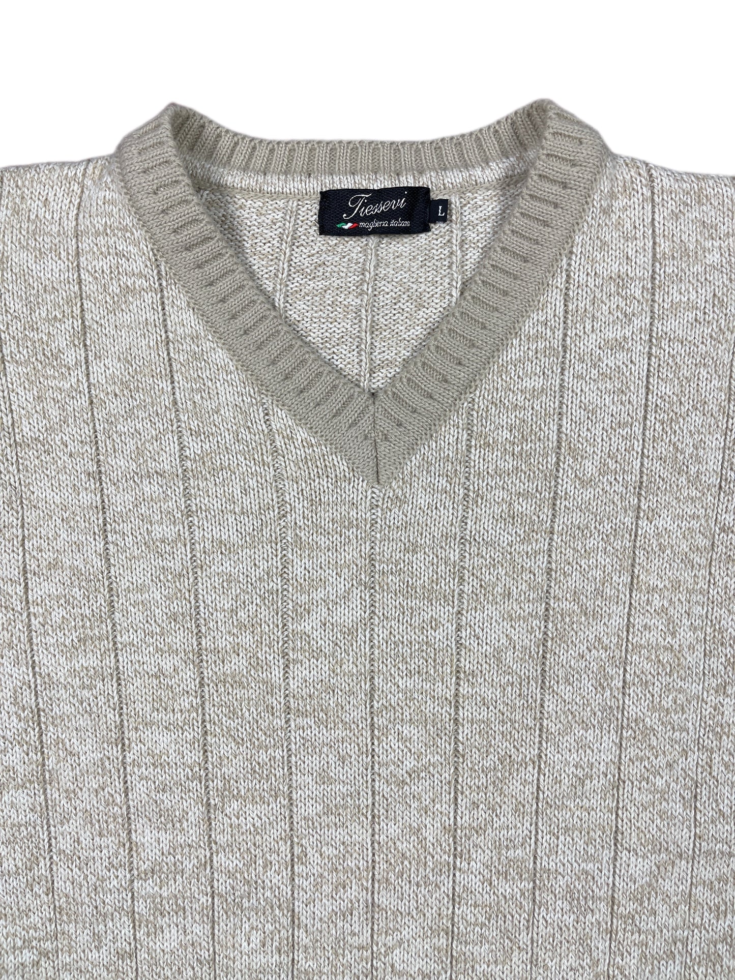 Vintage Tiessevi Sleeveless Knitted Sweatshirt Beige - L