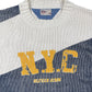 Y2k Tommy Hilfiger Denim Knitted Sweatshirt White Blue - L