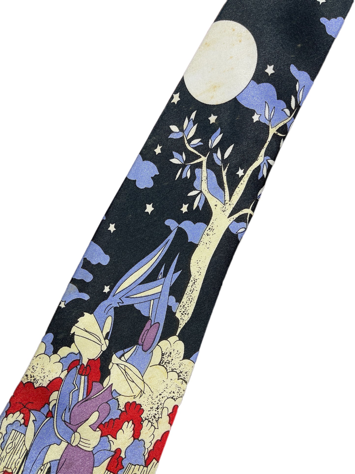 Vintage Looney Tunes Tie Black Silk