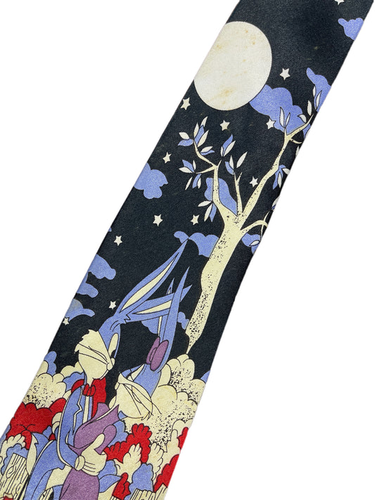 Vintage Looney Tunes Tie Black Silk