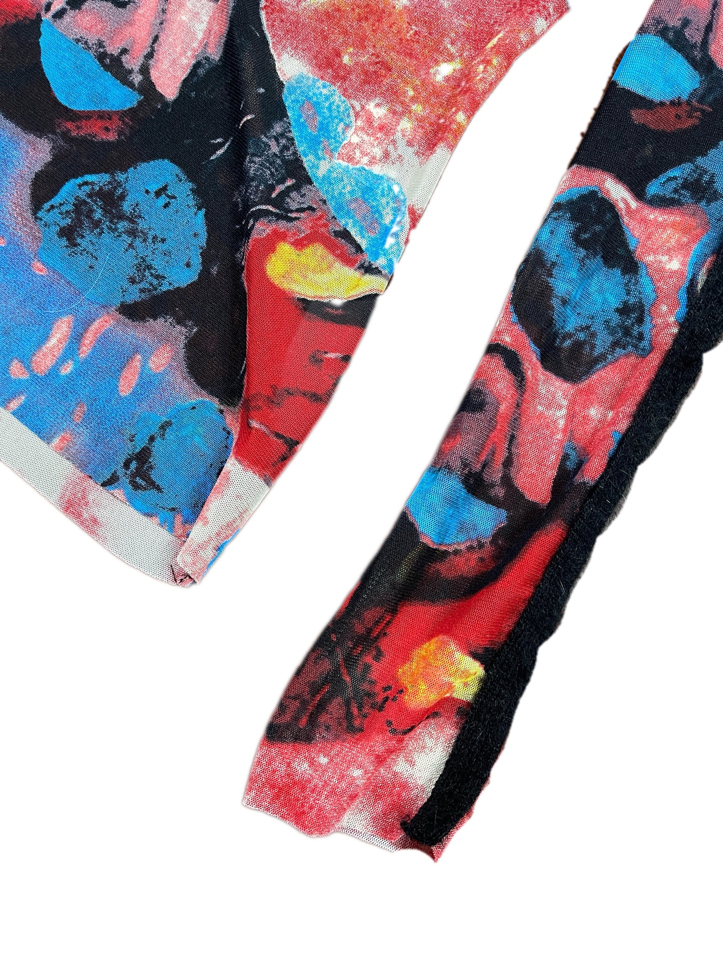 Y2k Cl Kalami Long Sleeve See through Top Multicolor - XXL
