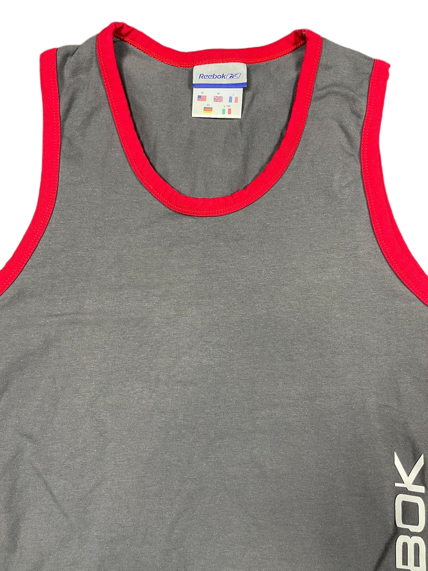 Y2k Reebok Tank Top Gray Red - M