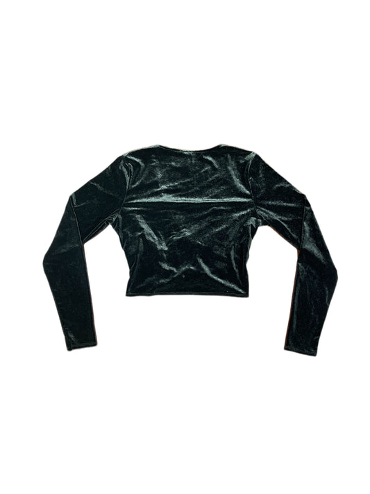 Y2k Divided Long Sleeve Top Velvet Black - L