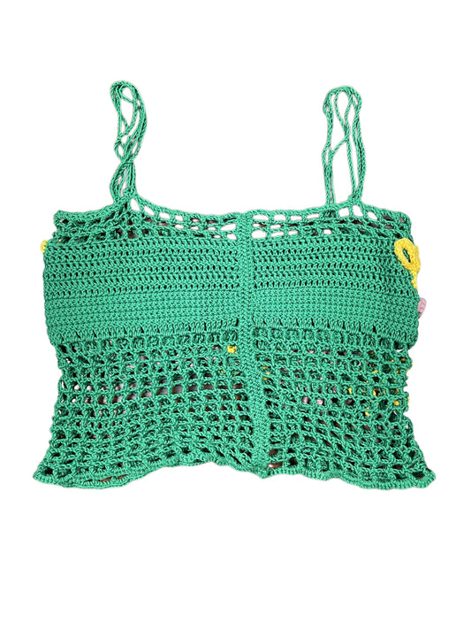 Knitted Sleeveless Top Green Multicolor L