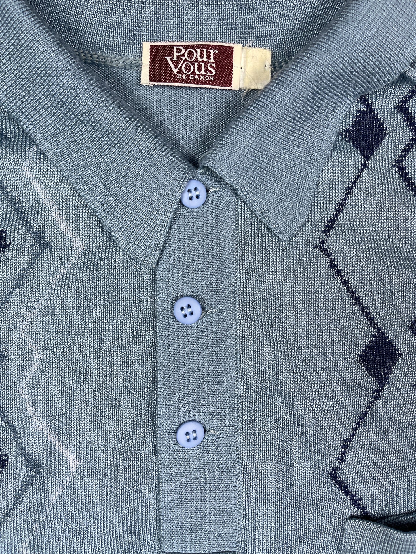 Vintage Pour Vous Knitted Zip Sweatshirt Blue - M/L