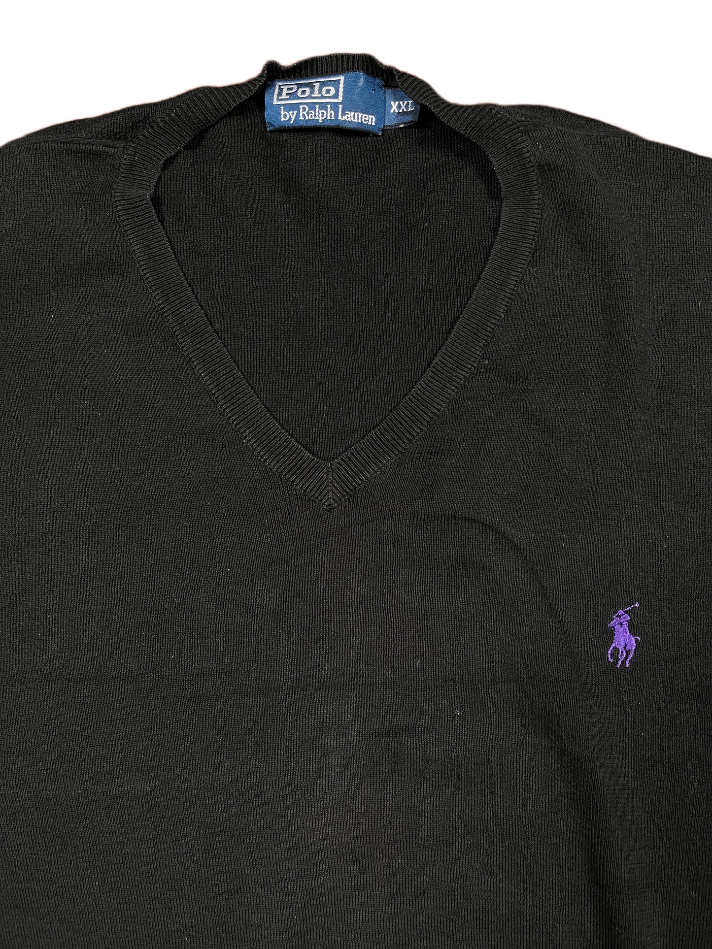 Vintage Polo Ralph Lauren Knitted Sweatshirt Black - XXL