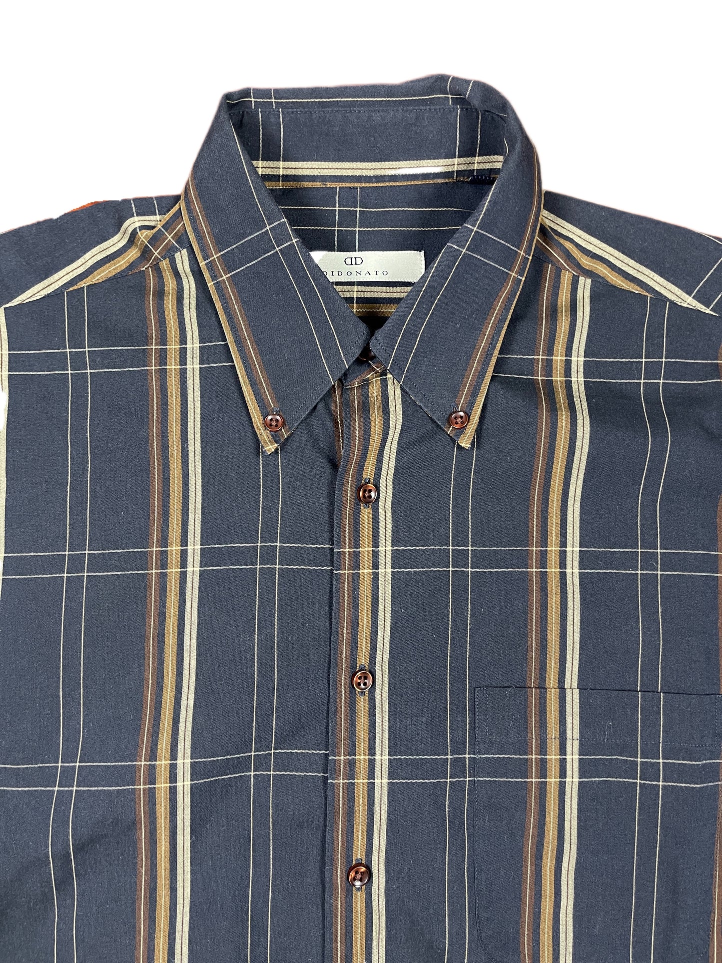 Vintage Didonato Long Sleeve Shirt Checkered Black Brown - L/XL