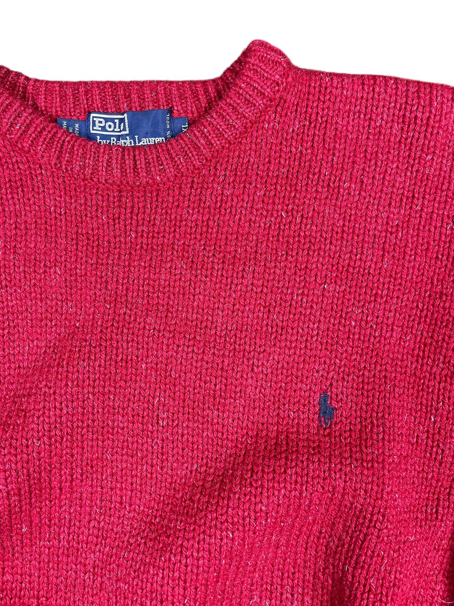 Vintage Polo Ralph Lauren Knitted Sweatshirt Red - XL