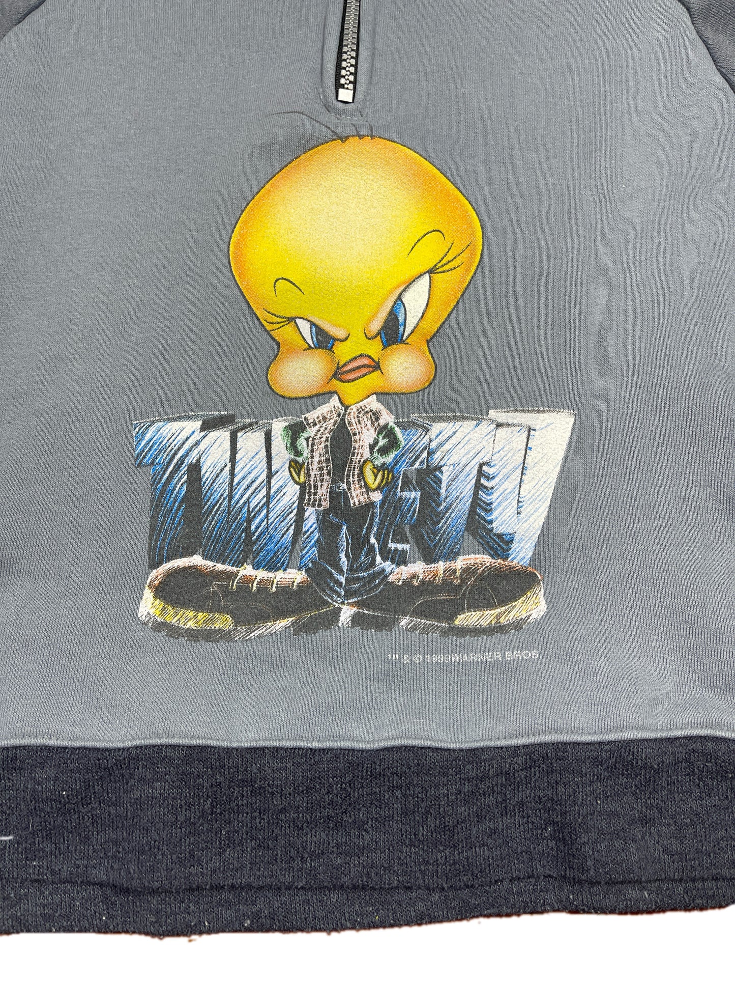 Vintage Looney Tunes Tweety Warner Bros Hoodie Gray Yellow - M