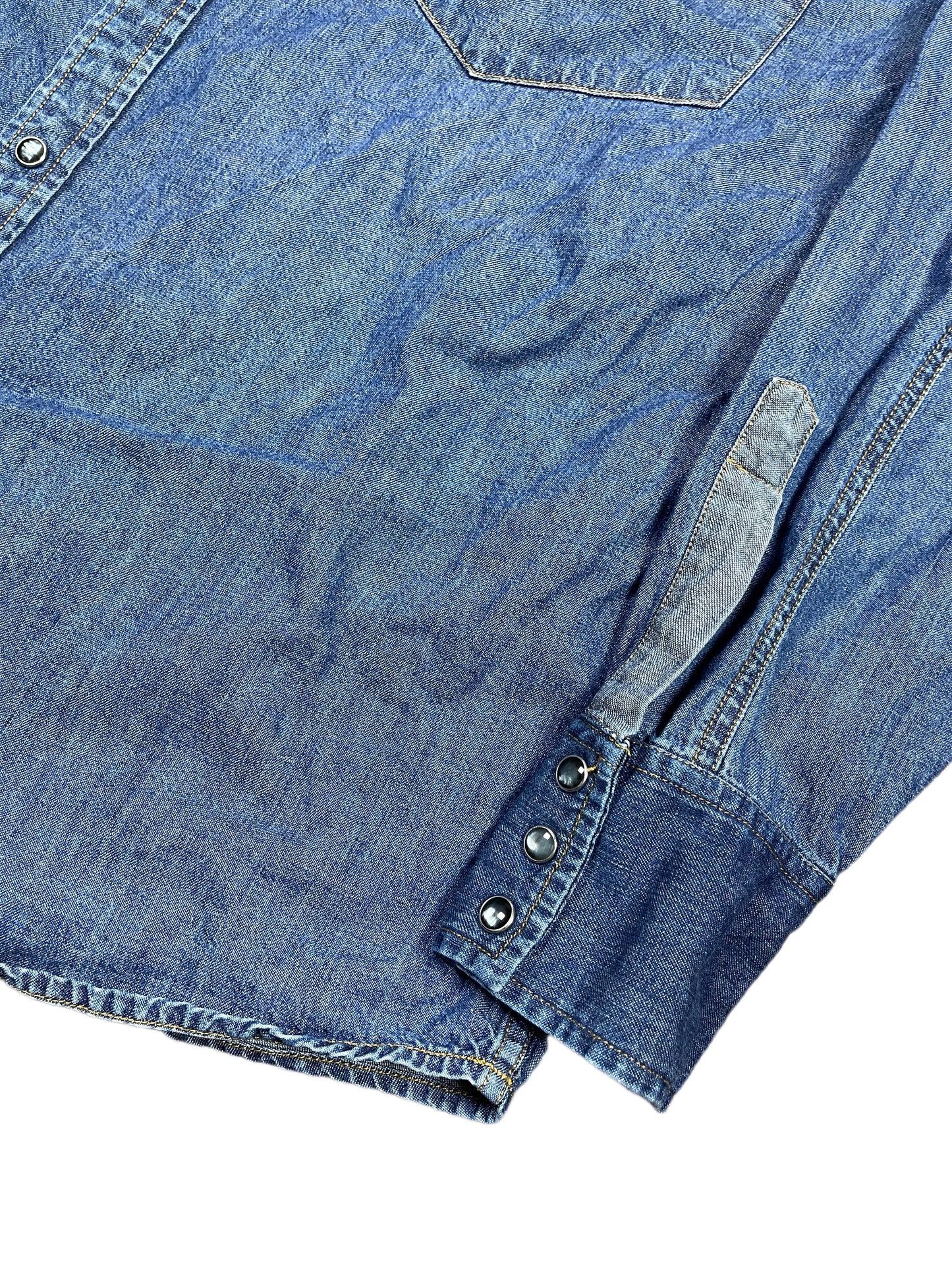 Vintage Lee Denim Long Sleeve Shirt Blue - XL