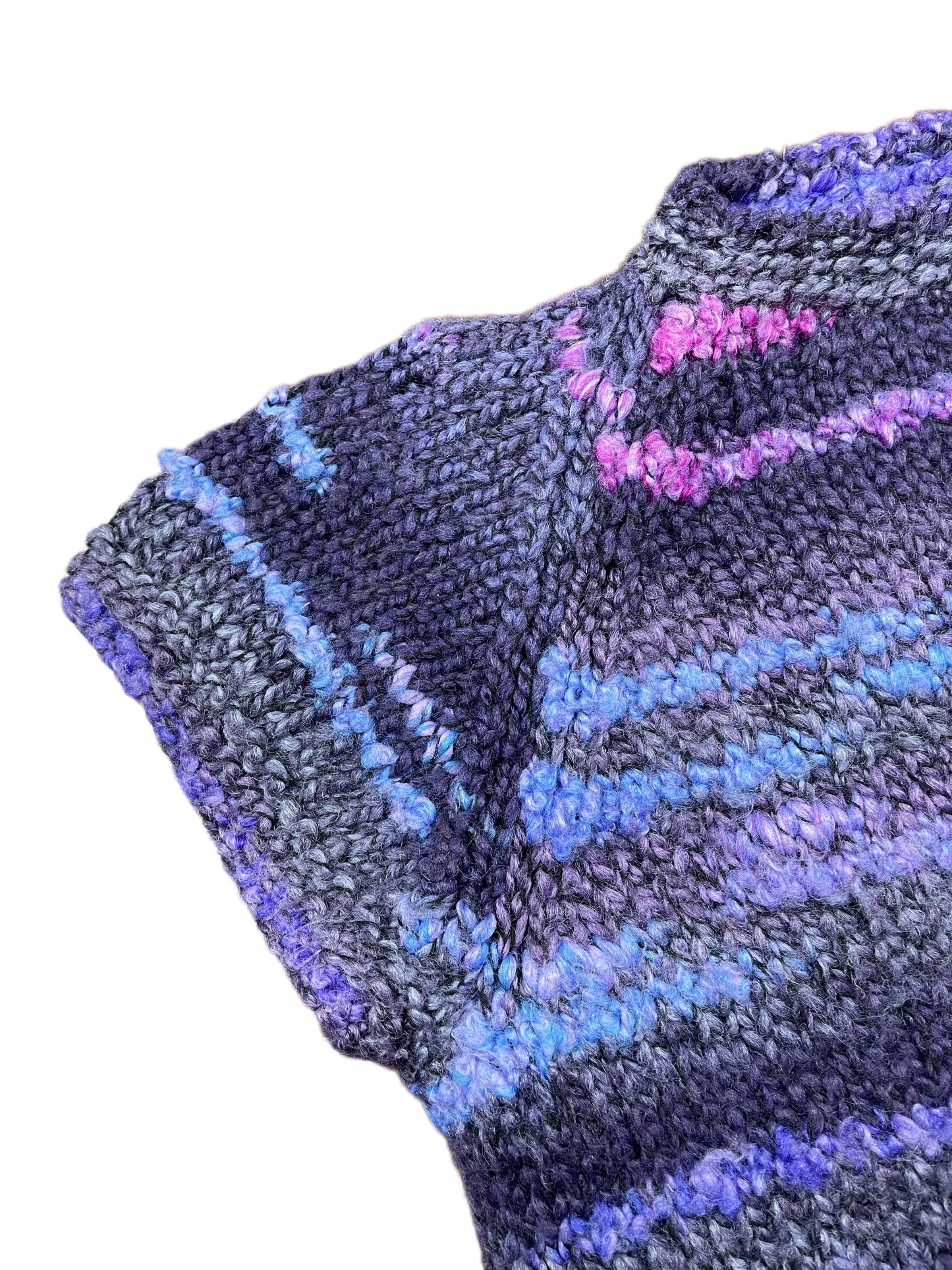 Vintage Knitted Short Sleeve Dress Purple - XL