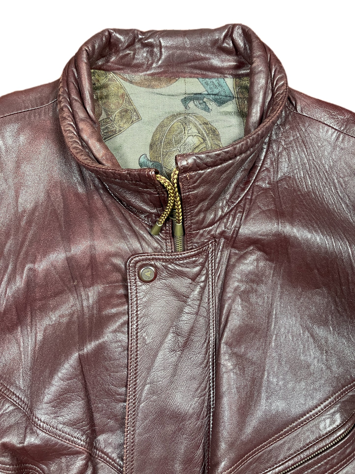 Vintage Leather Jacket Wine Red - XXXL