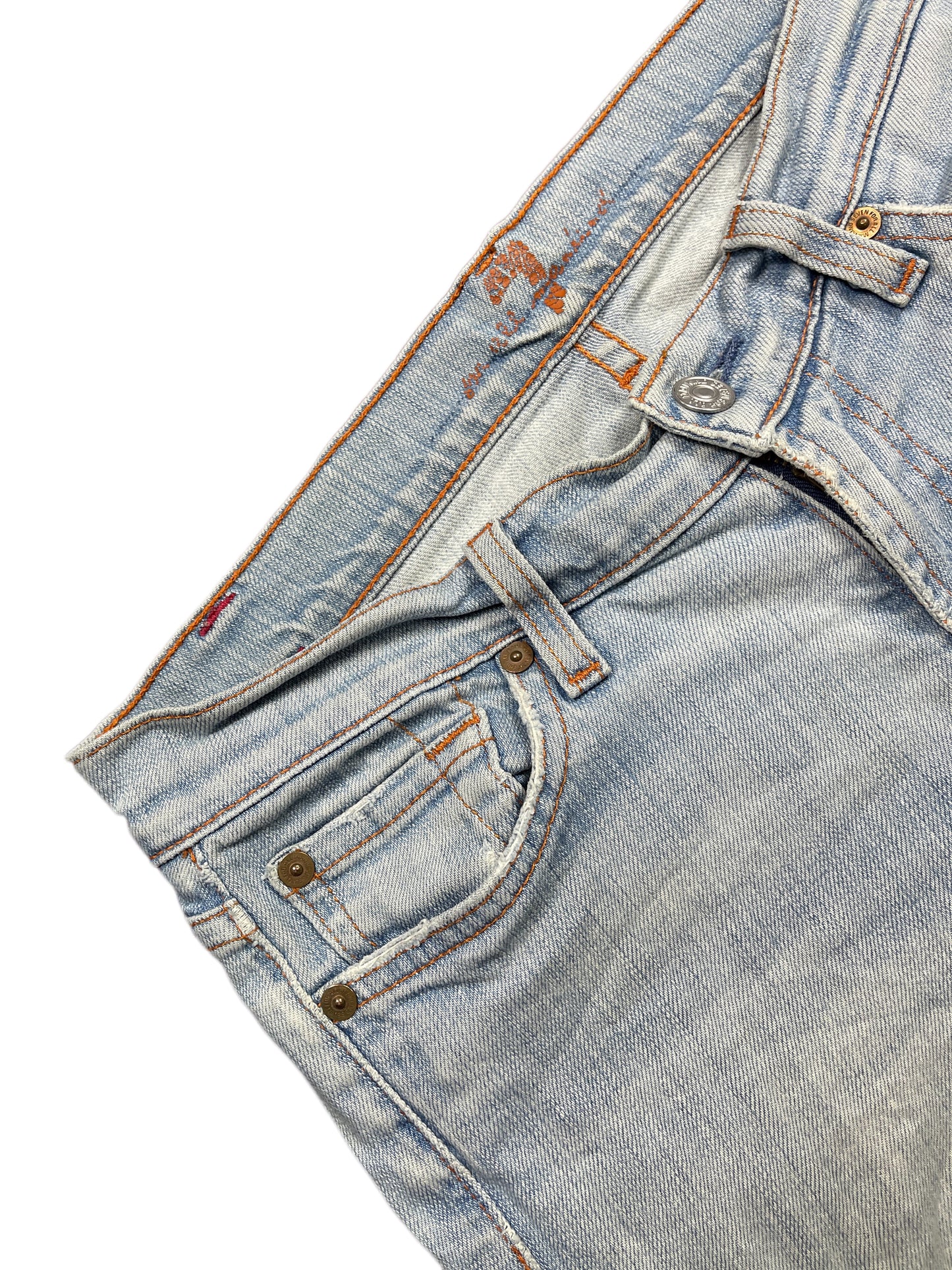 Y2k 7 Mankind Low Waist Flared Denim Pants Blue M
