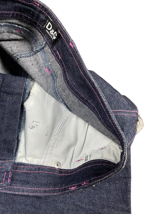 Y2k Dolce & Gabbana Denim Skirt Blue Pink - L