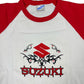 Vintage 2000s Suzuki JHK Short Sleeve Top White Red M