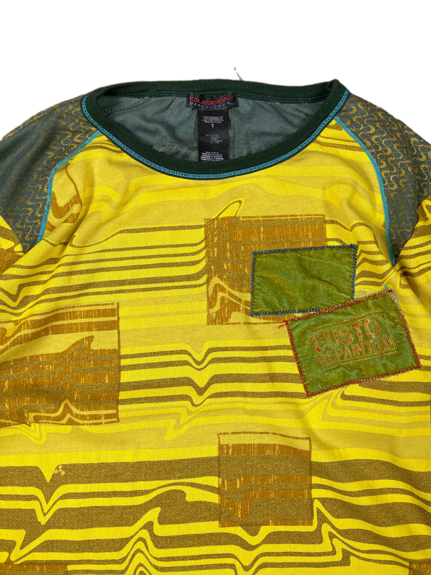 Y2k Custo Barcelona Long Sleeve Top Yellow L