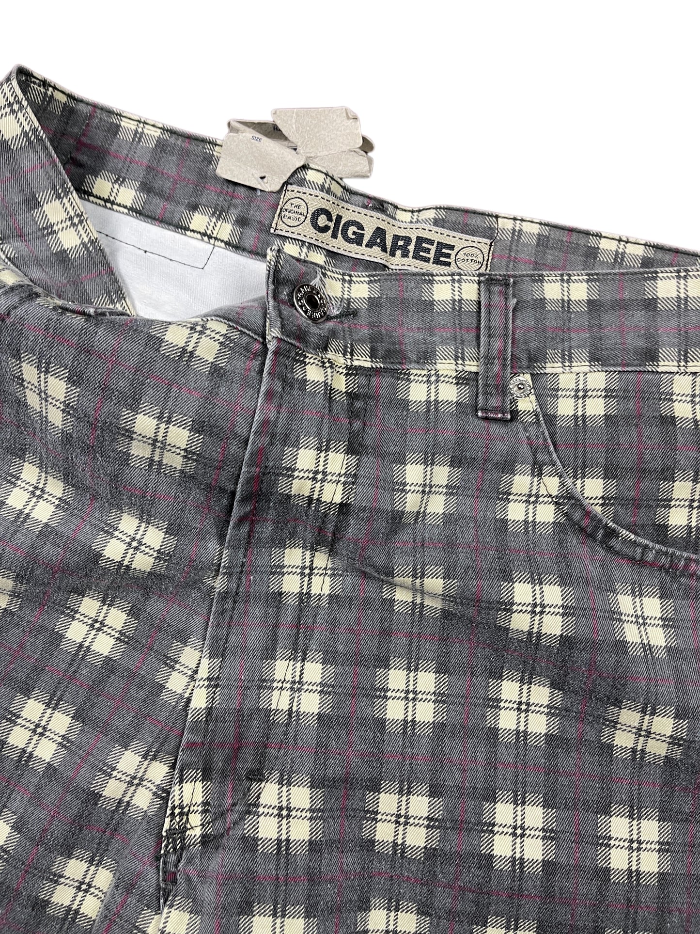 Vintage Cigaree Pants Checkered Gray Cream - M/L