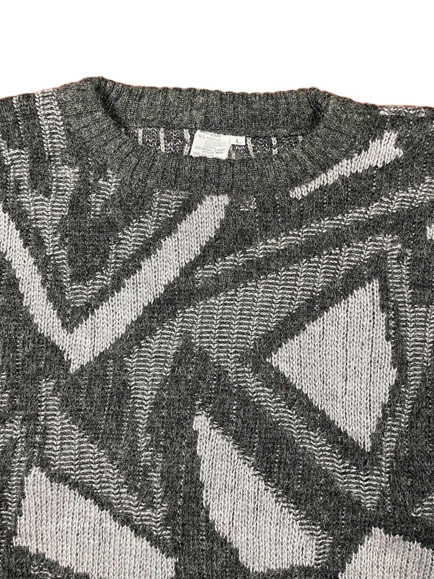 Vintage Knitted Sweatshirt Back Gray L