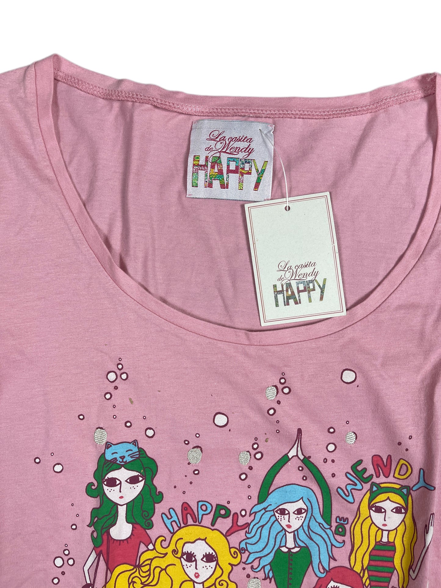 Y2k La Casita de Wendy Short Sleeve Top Pink - M