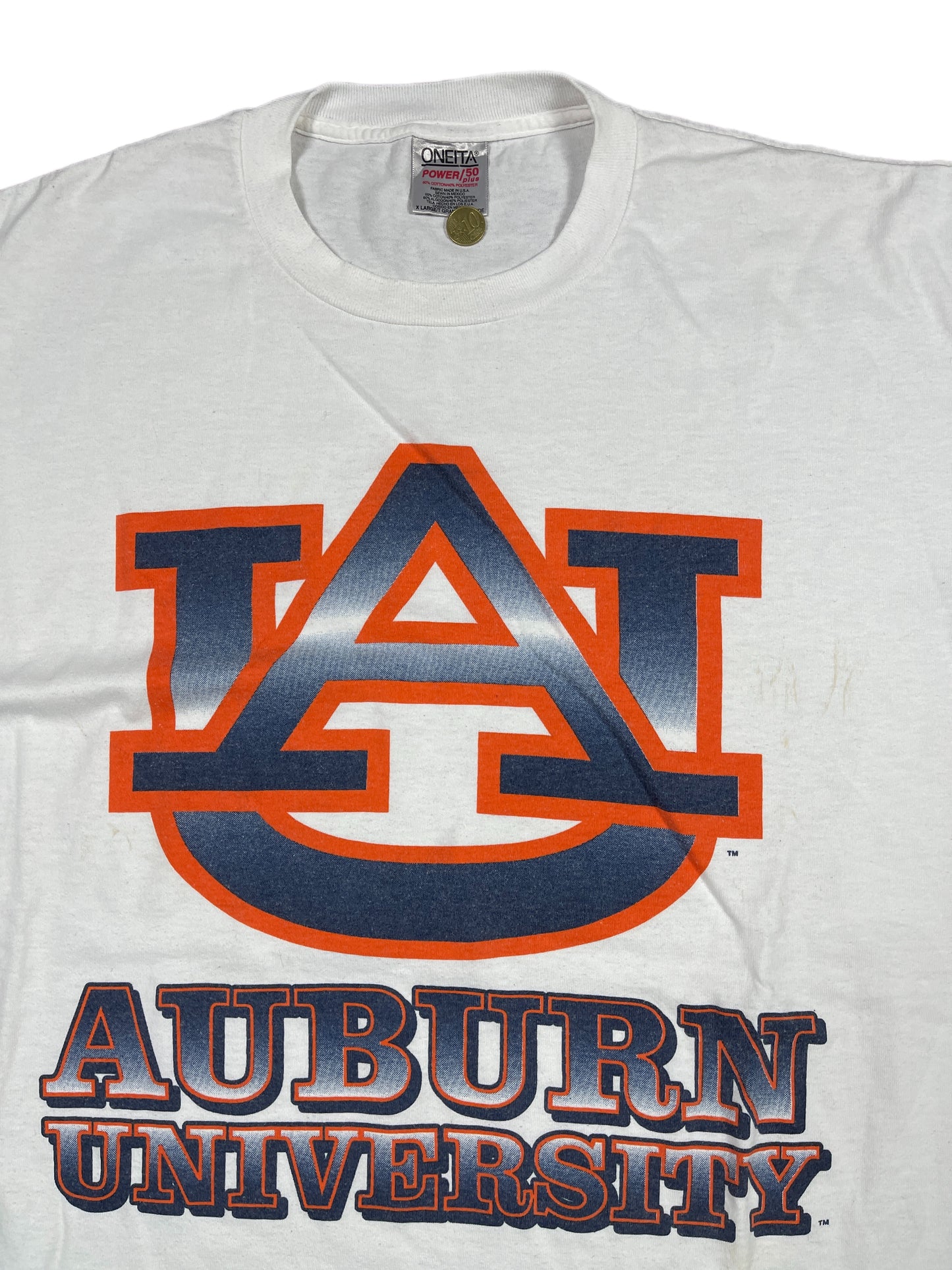 Vintage Oneita Auburn University 1990s T-Shirt White - XL