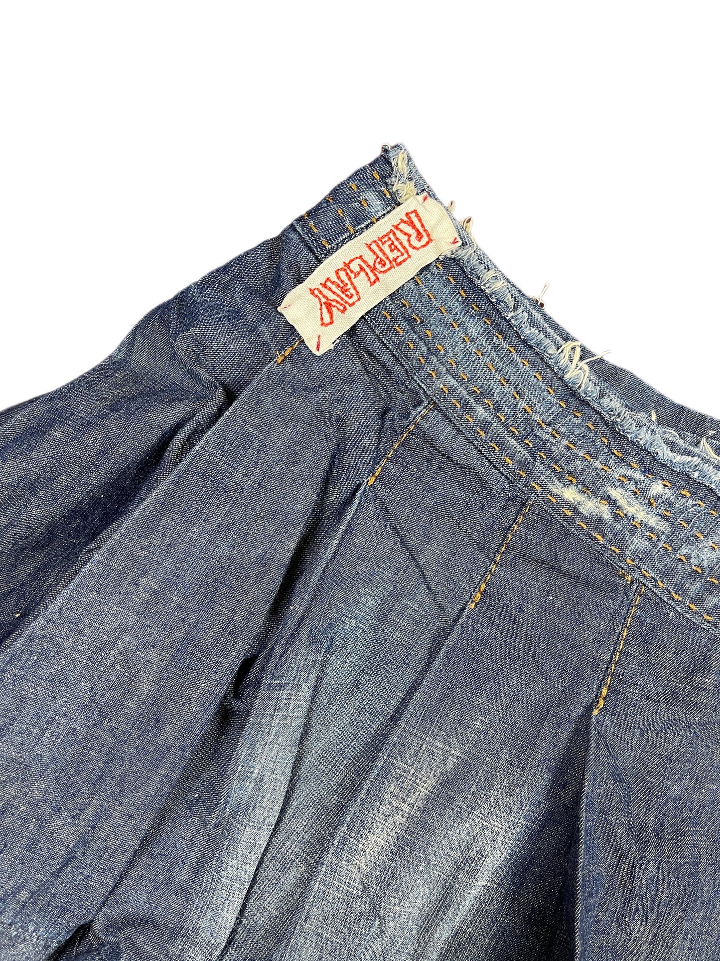 Y2k Replay Lo Waist Denim Skirt Blue - L