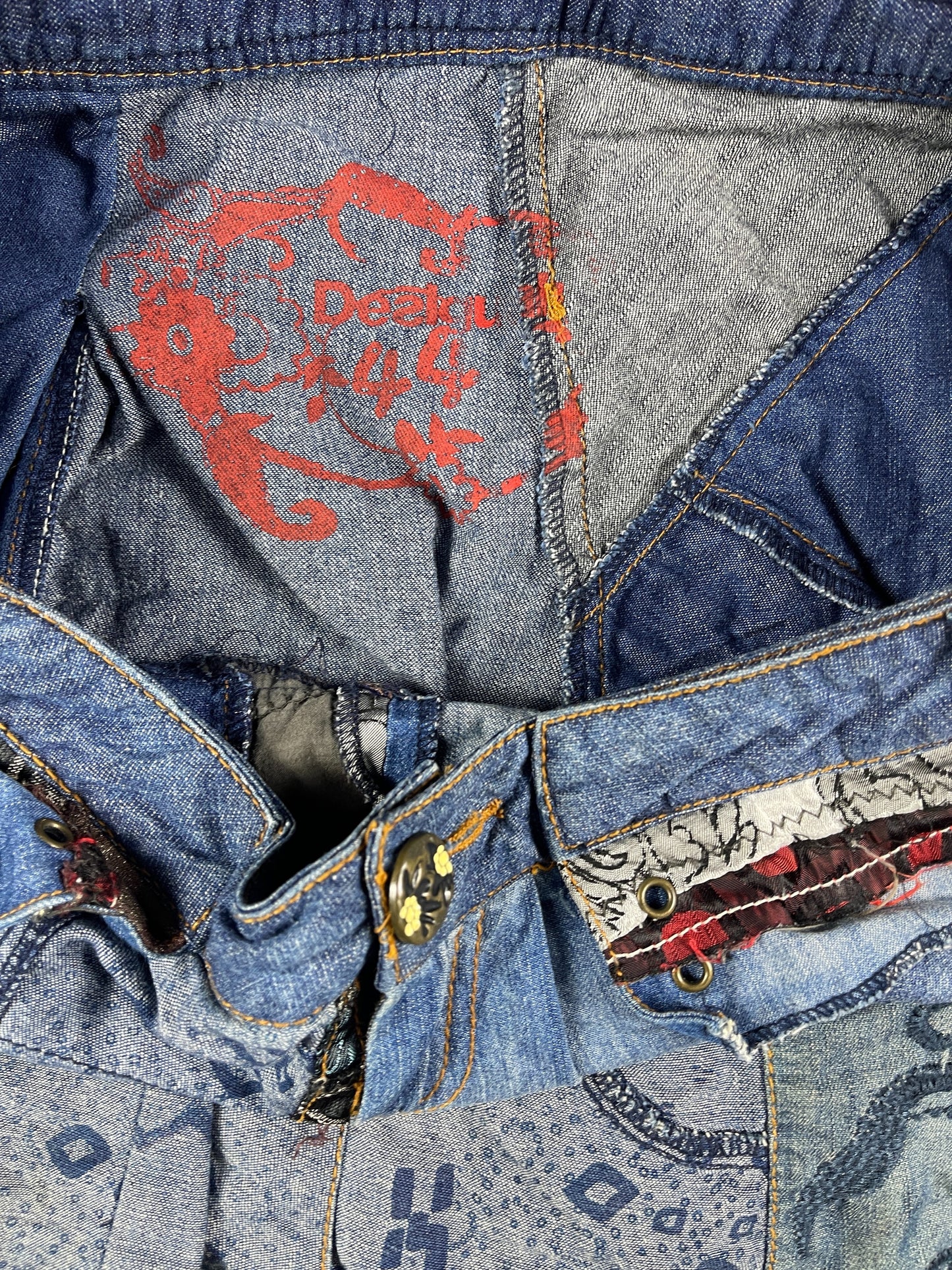 Y2k Desigual Denim Skirt Blue - XXL